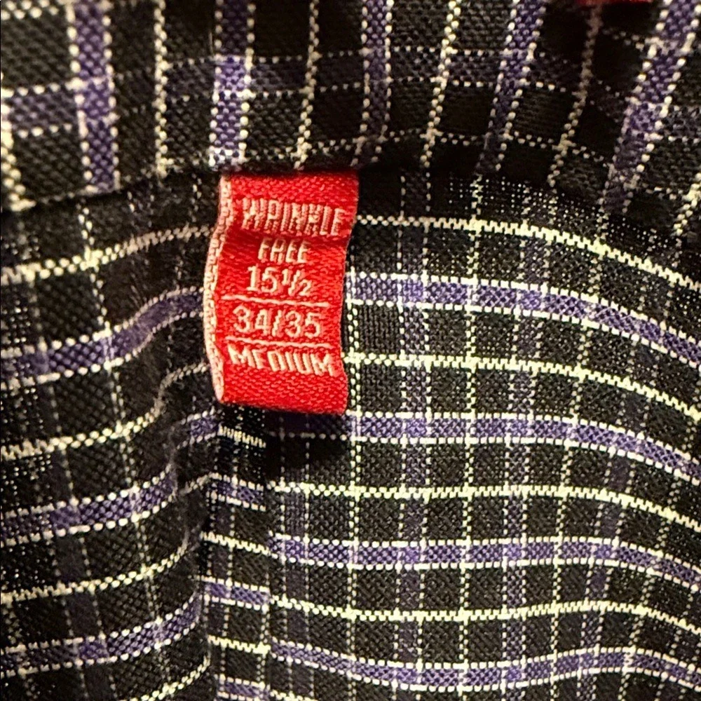 Chaps Slim‎ Fit Plaid Button Down Shirt Mens Medium Wrinkle Free Cotton Blend